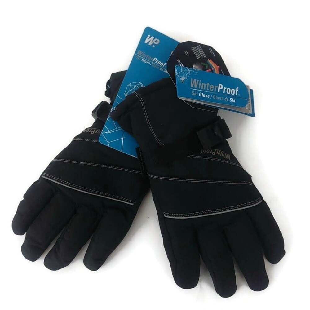 NWT WinterProof Black Ski Gloves Waterproof Insulated Snow Winter Mens M Black